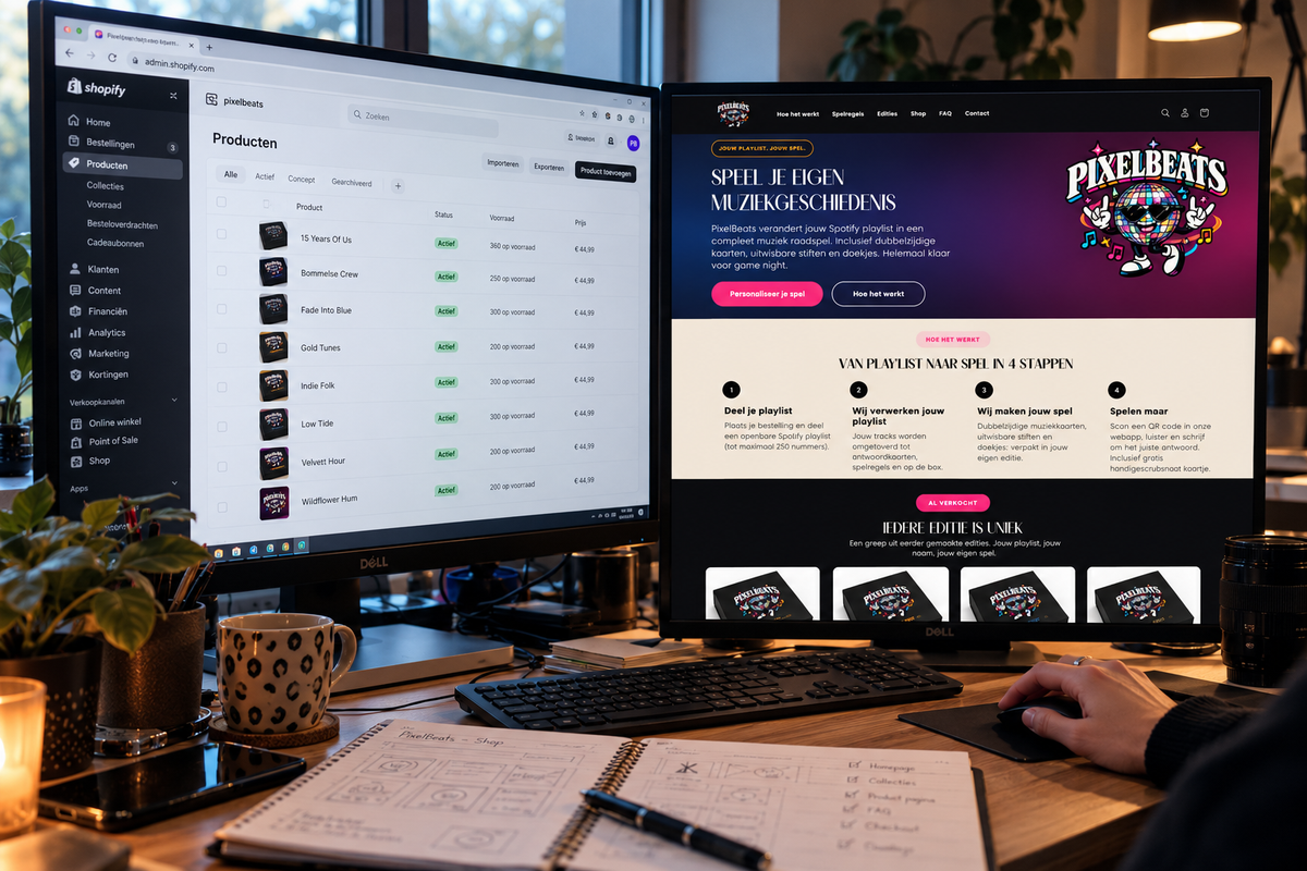 Shopify webshop op maat, admin en storefront ontwerp
